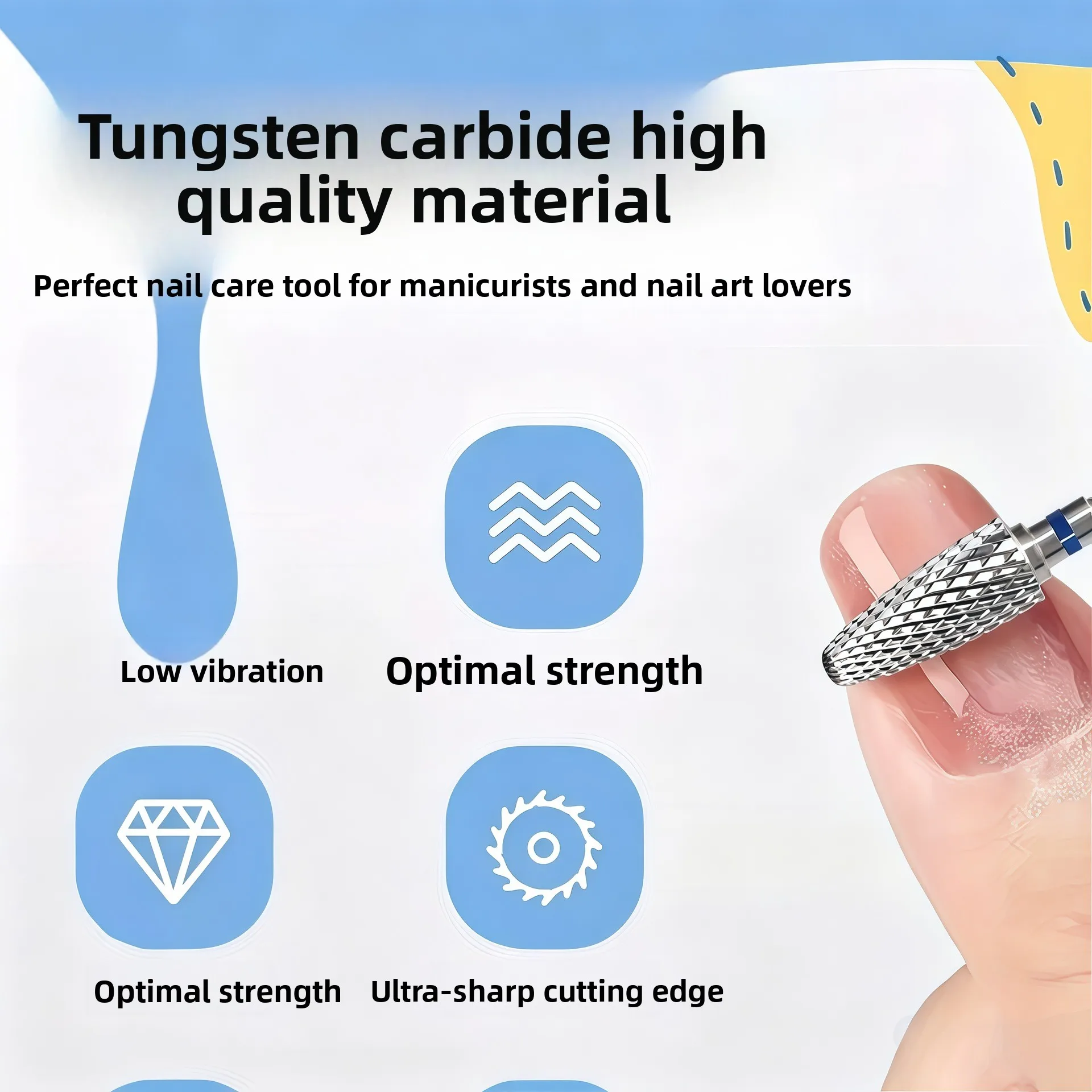 Professional Nail Remover Drill Bits, Tungsten Steel Alloy Cross Tooth Corn Bits for Cuticle Cleanup Tools