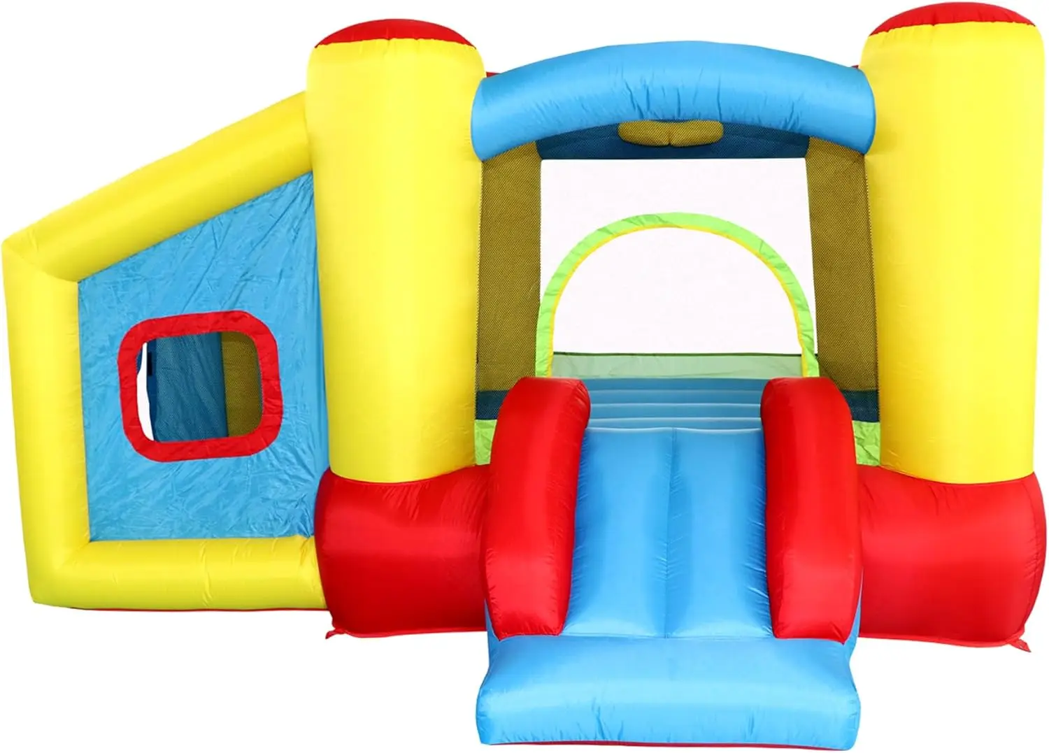 Casa de rebote inflable con soplador, tobogán de castillo para saltar, bóveda para niños con piscina de pelotas, llanta de baloncesto, juego de objetivo de dardos