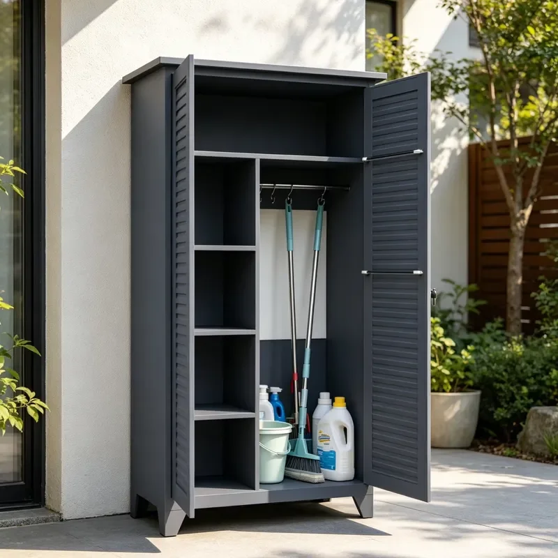 Watertight Outdoor Metal Cabinet All Weather Waterproof Tool Locker for Residential Property Decor