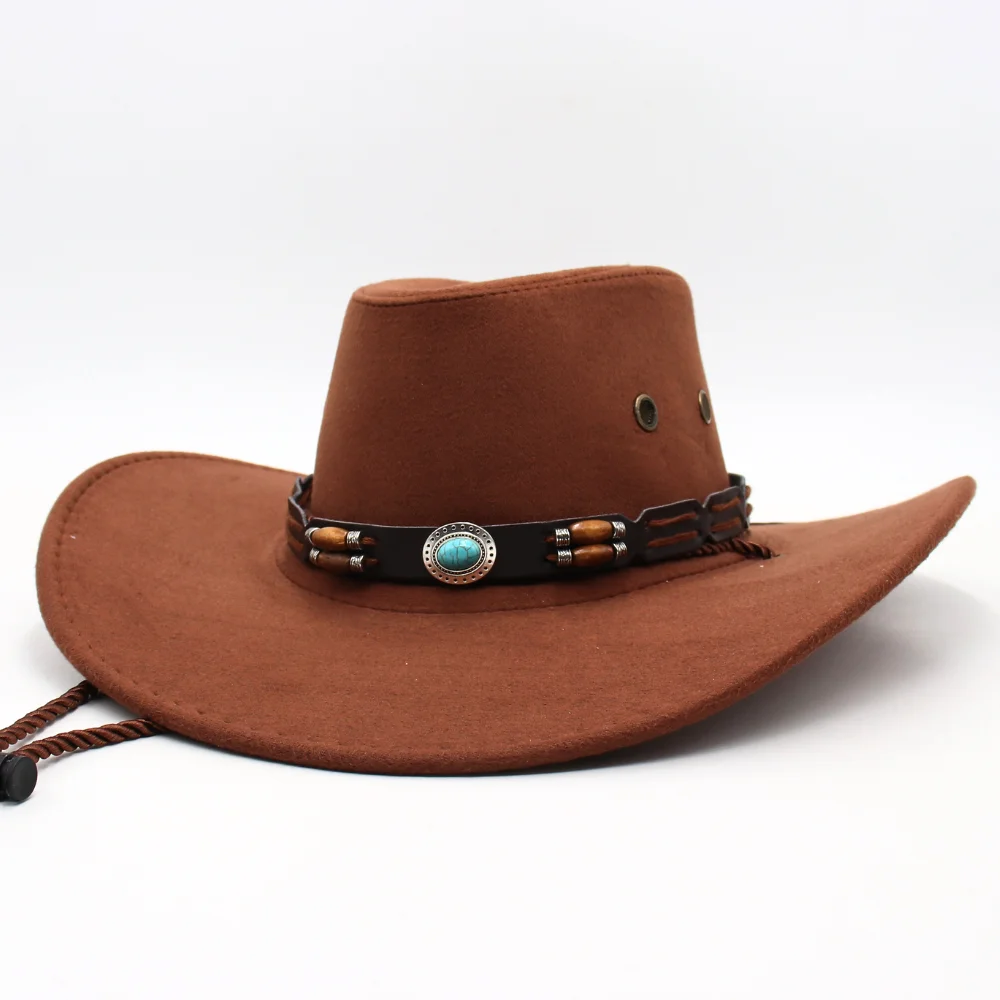 

New Ethnic Style Wide Brim Cowboy Hat Jazz Gentleman Western Sapphire Cowgirl Holidays Country Hats Men Women Knight Cosplay Hat