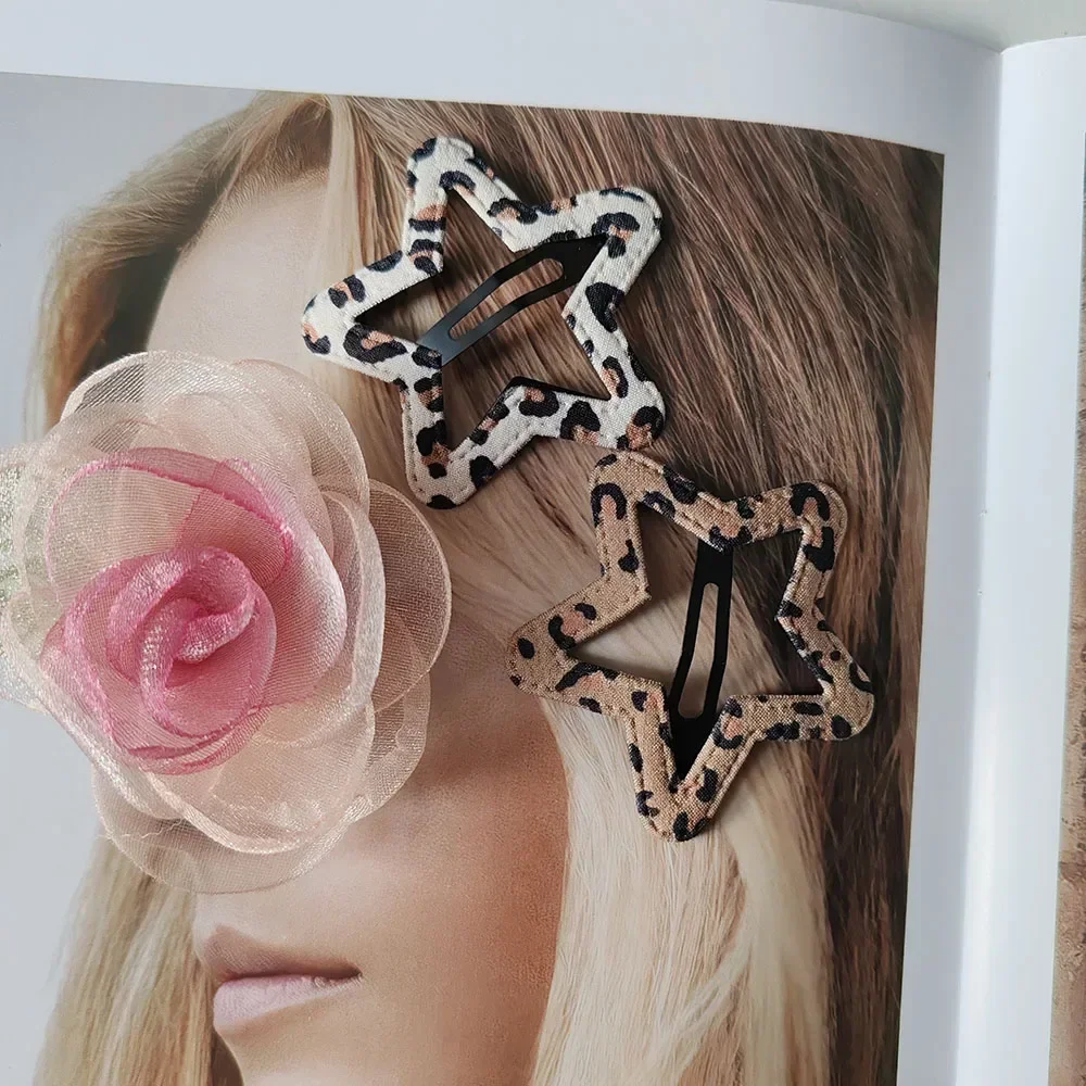 2PC أزياء ليوبارد BB دبوس الشعر الجانب السيدات إكسسوارات الشعر دبابيس الشعر للفتيات