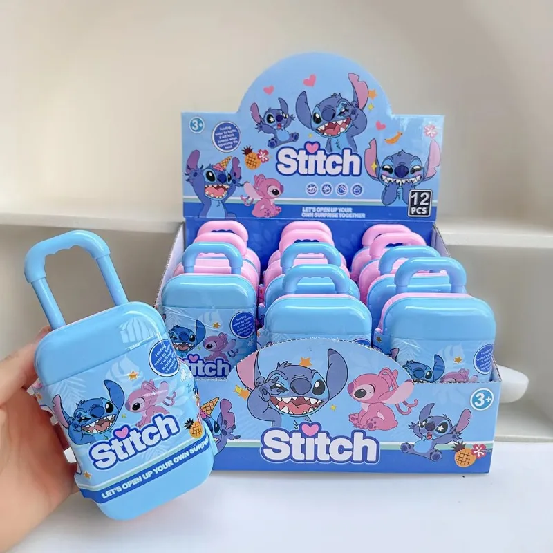 Kawaii disney stitch caixa cega bagagem caso brinquedo bonito pingente chaveiro brinquedo divertido modelo boneca anime figuras meninos meninas presente de aniversário