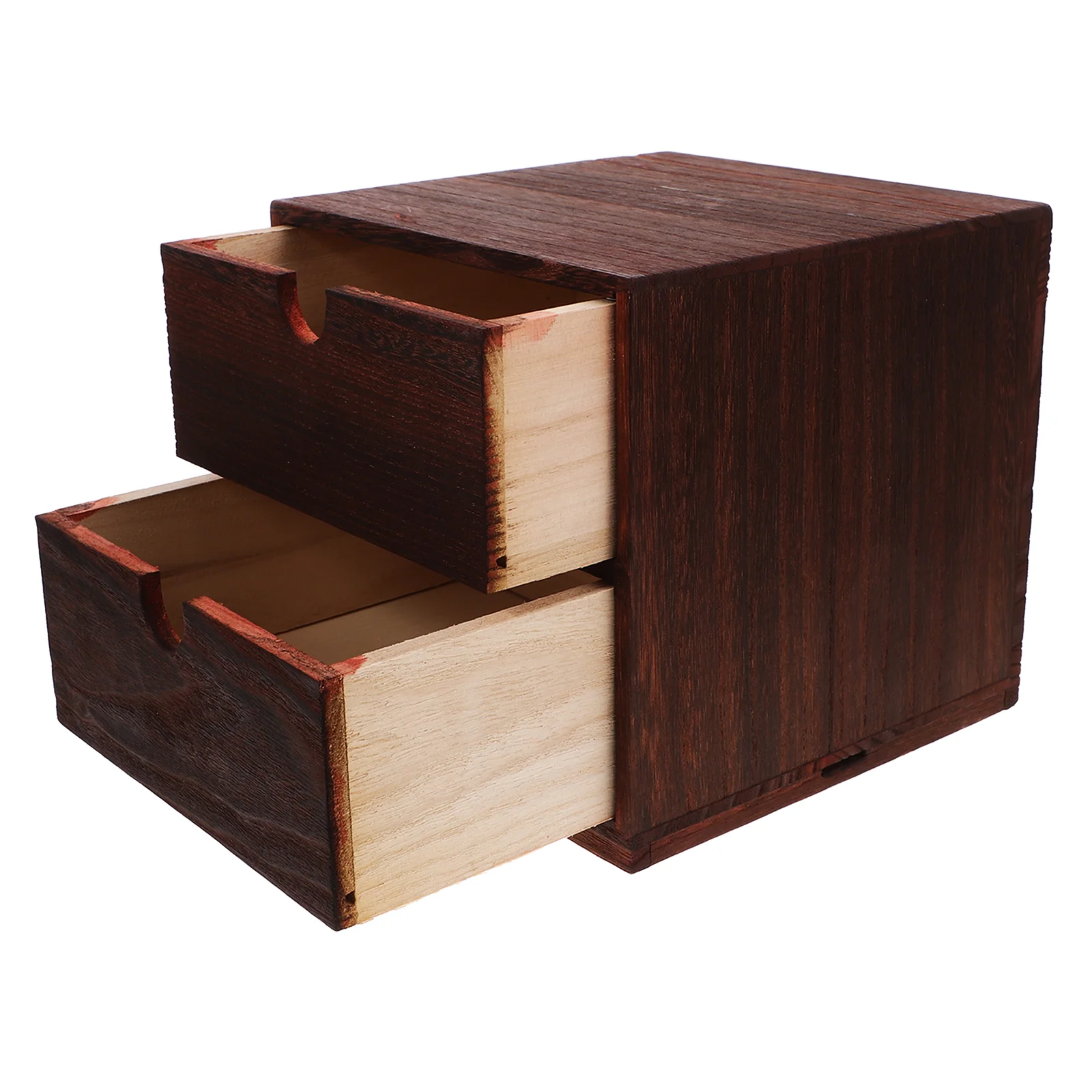 

Wooden Storage Box Jewelry Desktop Organizer Drawer Type Case Stack Small Item Home Tool Brown Stackable