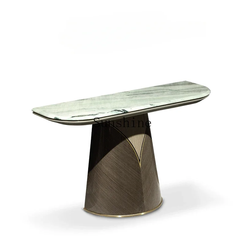 Italian modern light luxury cloud jadeite marble entrance foyer table  FT
