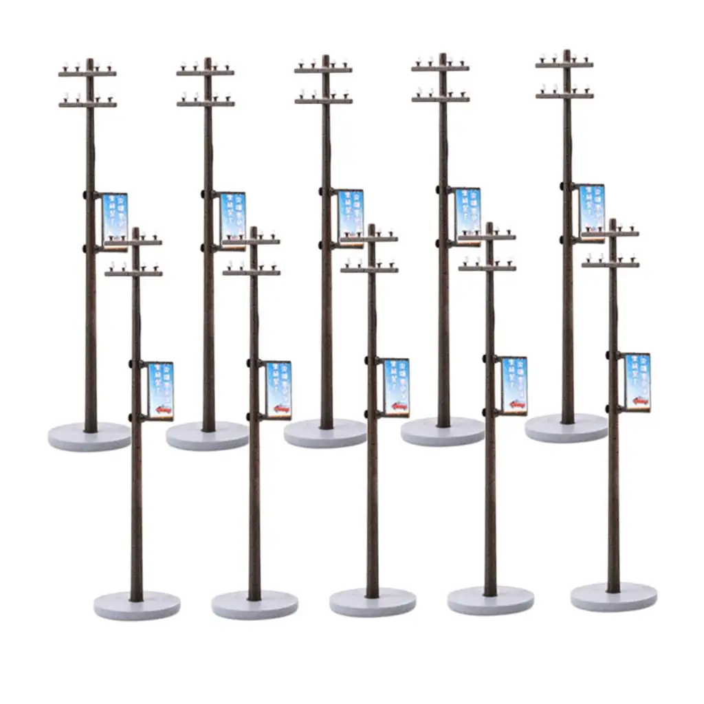 10Pcs 1/87 Detachable Electric Line Pole for Model Train Landscape LAYOUT HO