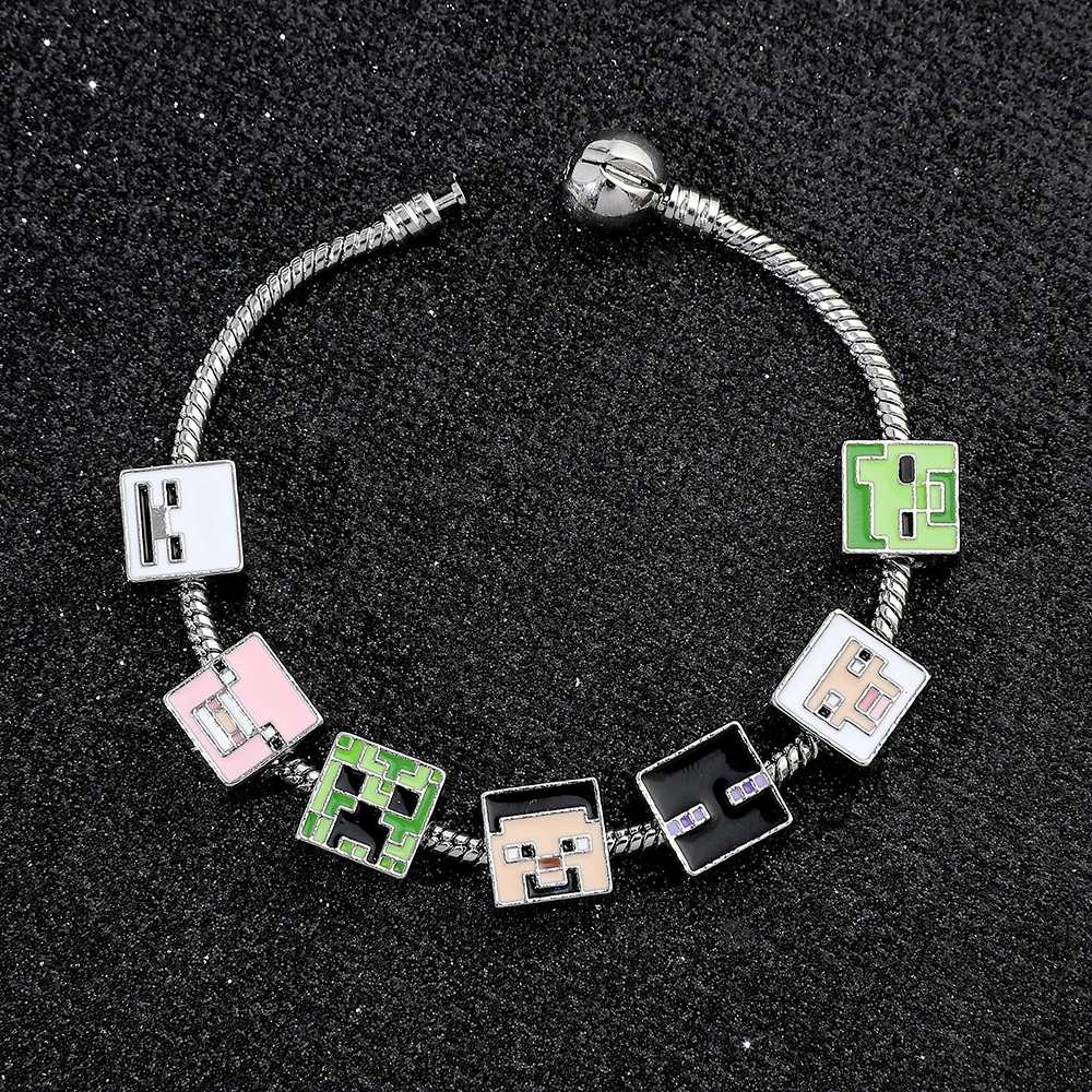 Game My World Fashion Beads Bracelet Square Cartoon Sheep Beads Bangle Hand Chain for Men Women Kawaii Accessories Jewelry