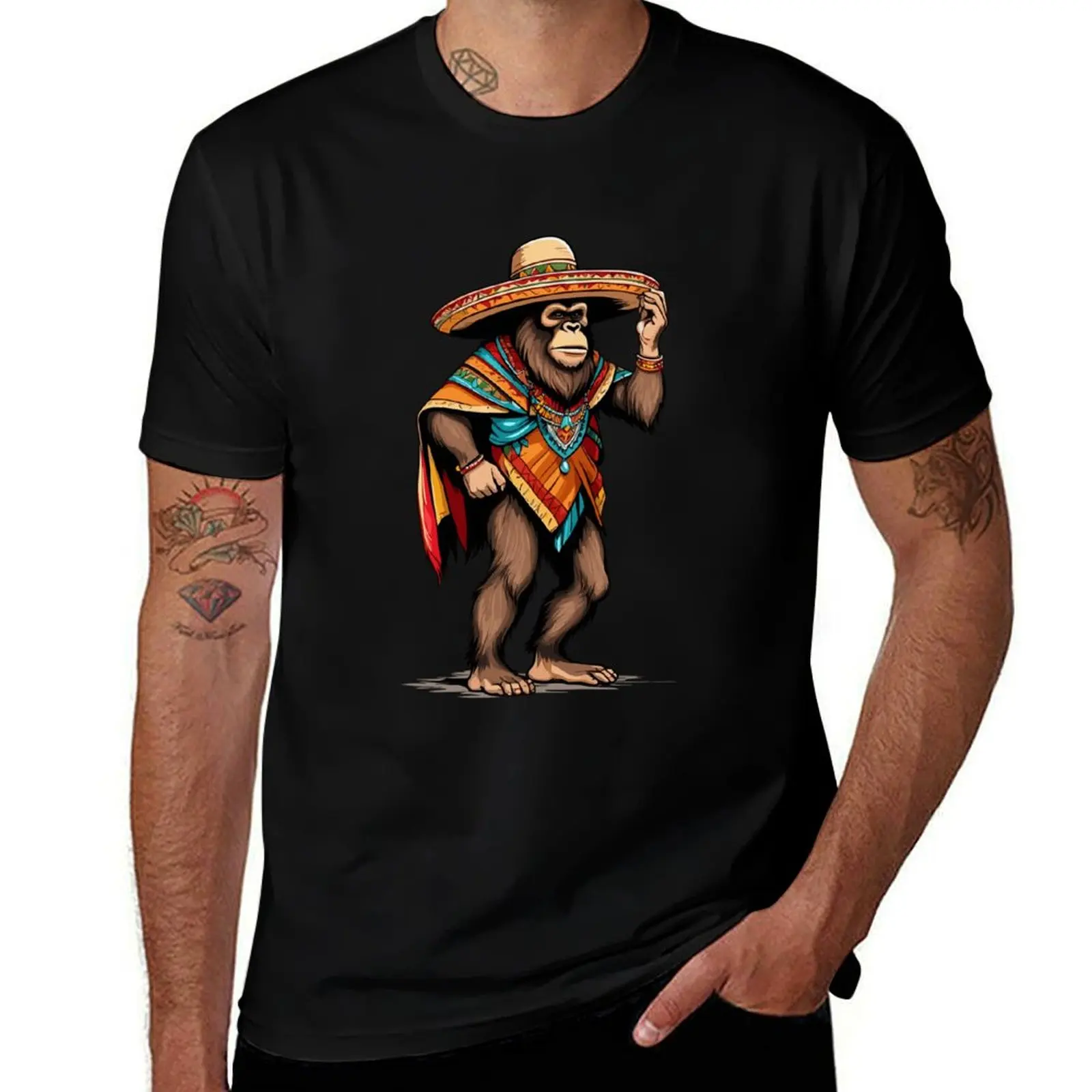 

Mexican Bigfoot Sasquatch Sombrero T-Shirt vintage clothes essential t shirt quick drying designer shirts designer t shirt men