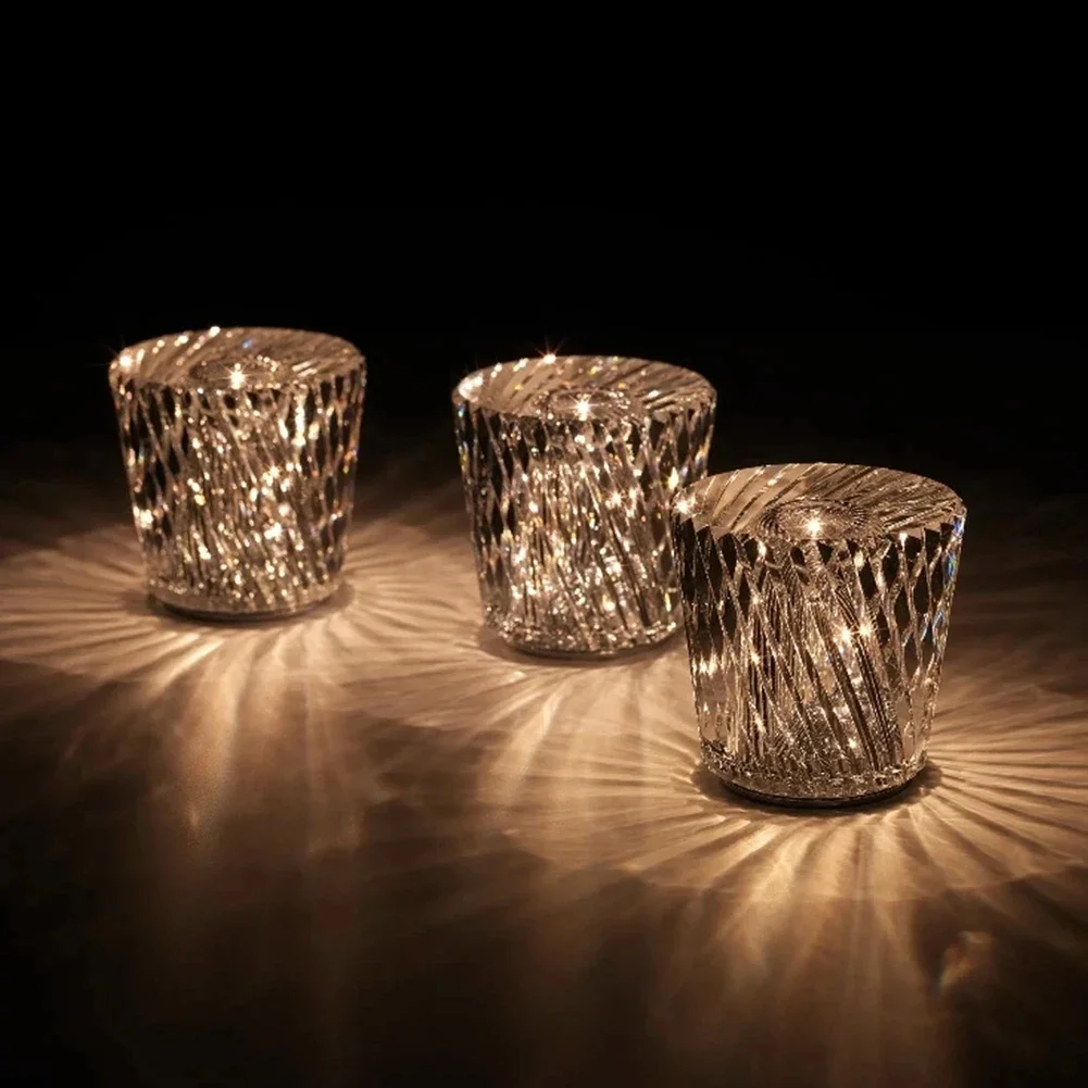 Crystal Diamond Night Light Restaurant Bar Table Light Atmosphere Light Bedroom Bedside Table Lamp Rechargeable Romantic Lamp