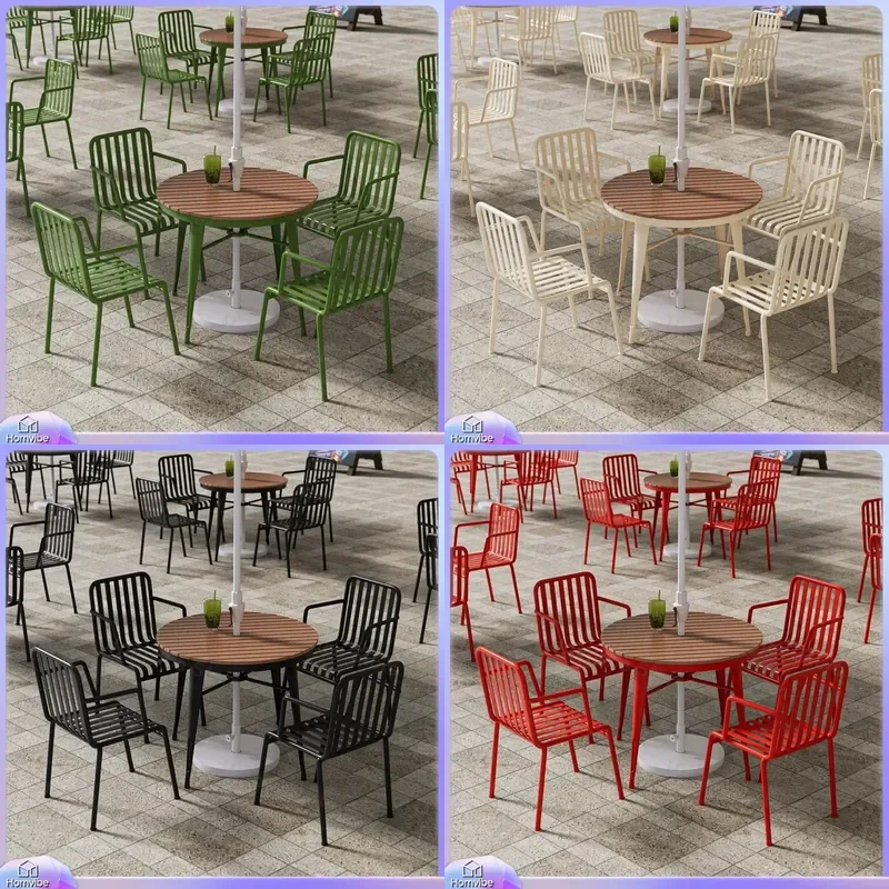 Outdoor Patio Furniture Set Garden Table and Chairs with Umbrella for Terrace Balcony Coffee Shop Leisure Dining Area Weather