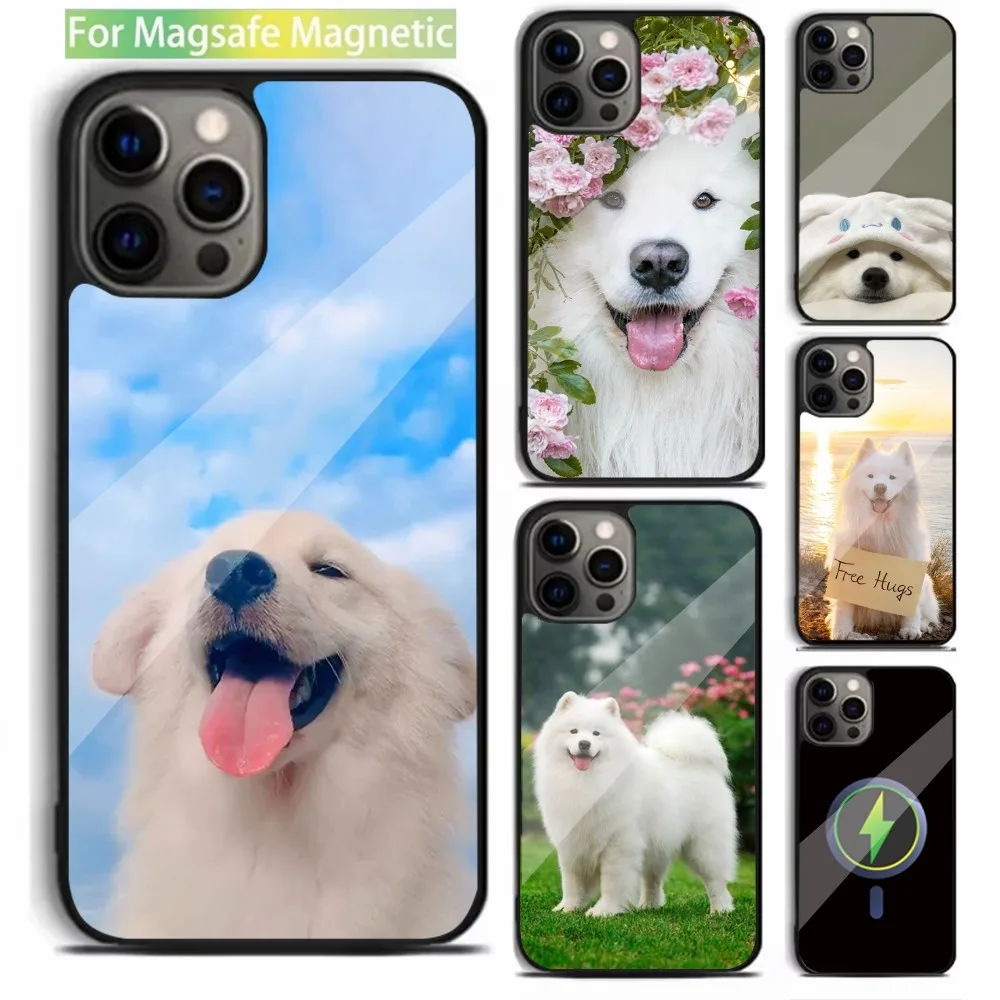 Samoyed DOG Animal Phone Case For iPhone 15,14,13,12,11,Plus,Pro,Max Mini Magsafe Magnetic Wireless Charging