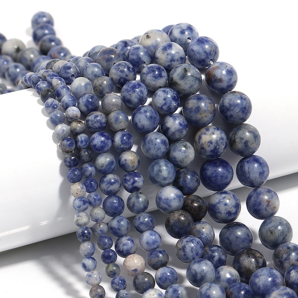 

AAA Natural Blue&White Sodalite Round Beads 6/8/10/12MM for Jewelry Making Supplies DIY Necklace Bracelet Jasper Accessories