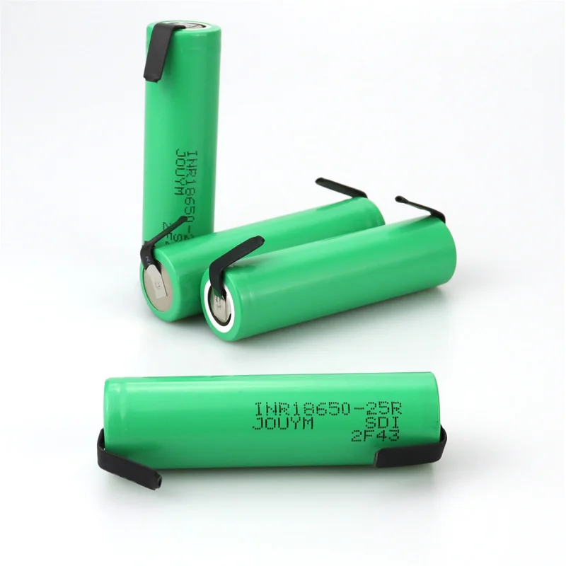 INR18650 25R 3.7 فولت بطارية 18650 قوة عالية الحالية ليثيوم قابلة للشحن عالية التفريغ 20A لحام النيكل لمفك البراغي