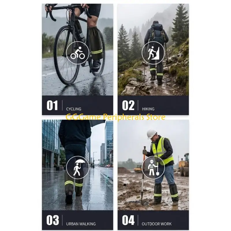 U55B Reflective Waterproof Rain Gaiters for Lower Leg Coverage, 55 Pair with Fit for Cycling, Commuting, Walking, and Rain