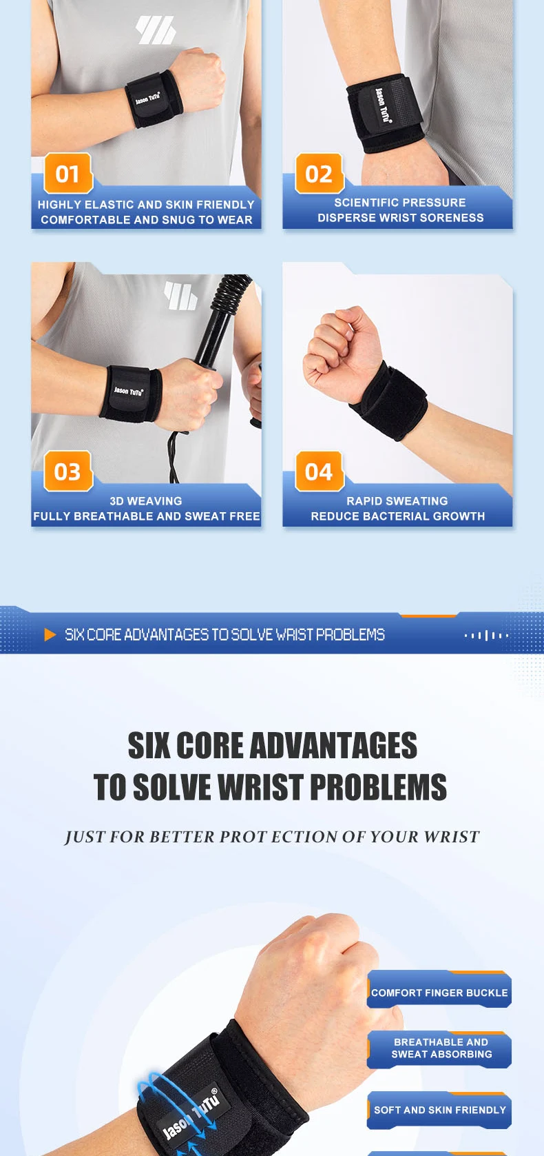 JASONTUTU 1 Stück Verstellbares Handgelenkband für Gewichtheben, Fitnessbandage, Handgelenkstütze, Schutzausrüstung, Handgelenksband, Tennisbandage – Detail 2