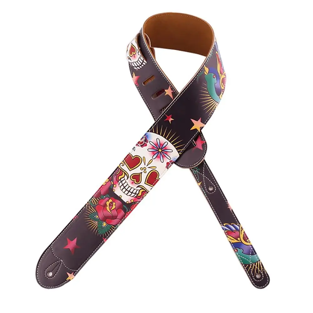 Individuality Color PU Leather Exotic Style Guitar Strap Electric Guitar Bass Universal Belt Guitar Accessories