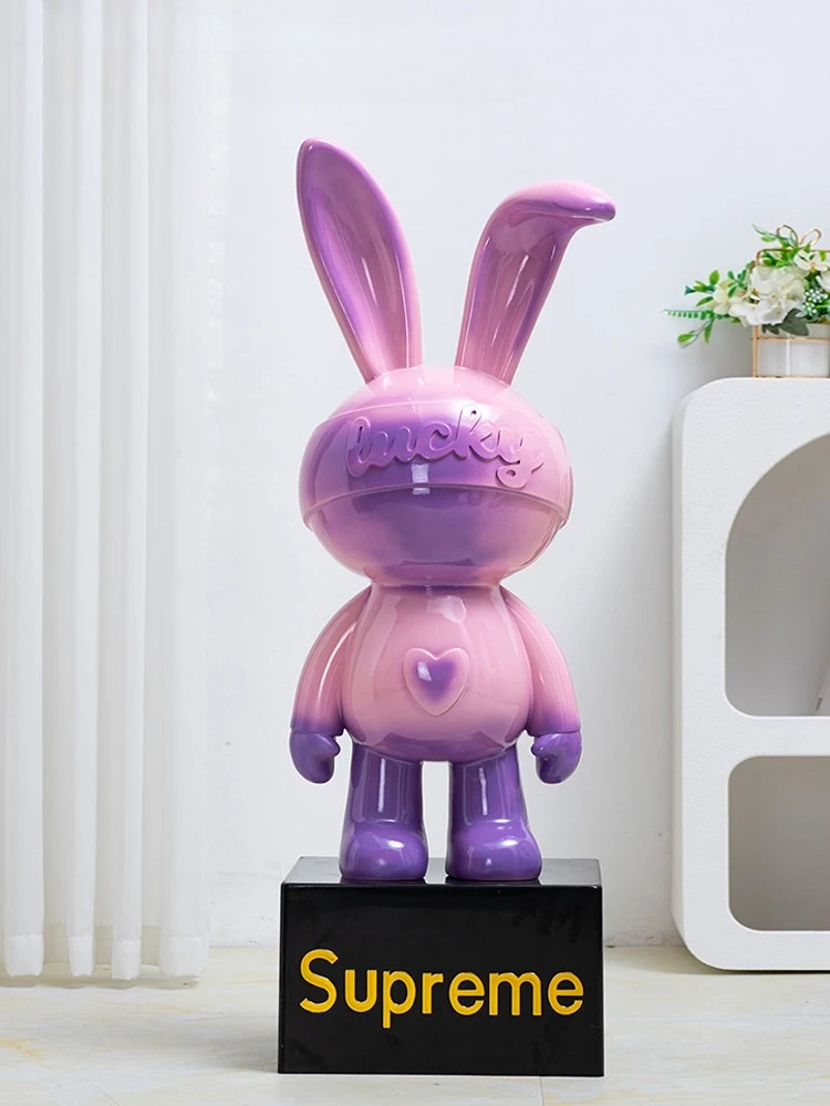 Home Decor 80CM Lucky Rabbit Statues Piggy Bank Floor Decor Living Room Large Cute Animal Sculpture Ornaments Housewarming Gifts