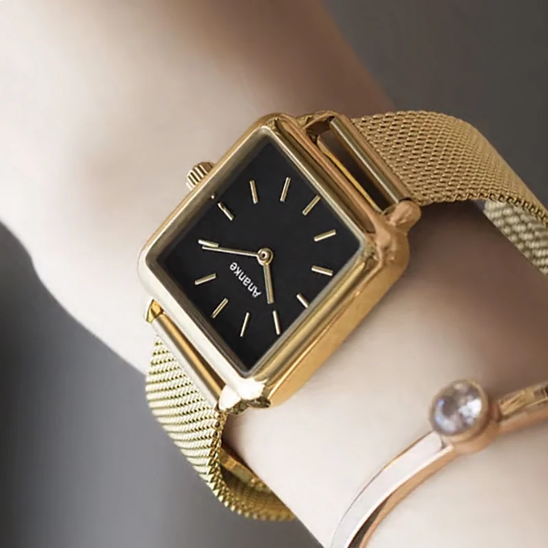 

Квадратные женские серебристо-синие часы с ремешком из нержавеющей стали, сетчатые часы, лучший бренд класса люкс, лидер продаж, элегантные женские наручные часы