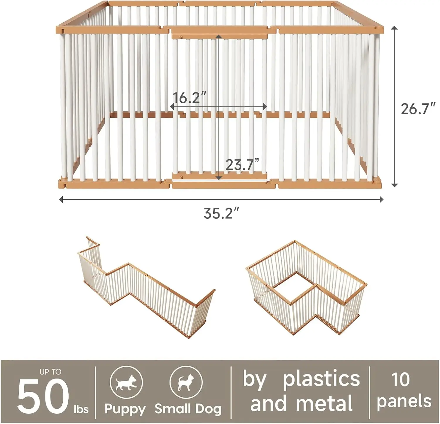 Dog Playpen Foldable Metal Pet Pen Fence Pet Door 10 Panels For Medium/Small Dogs, Indoor & Outdoor,Portable Pet Playpen For