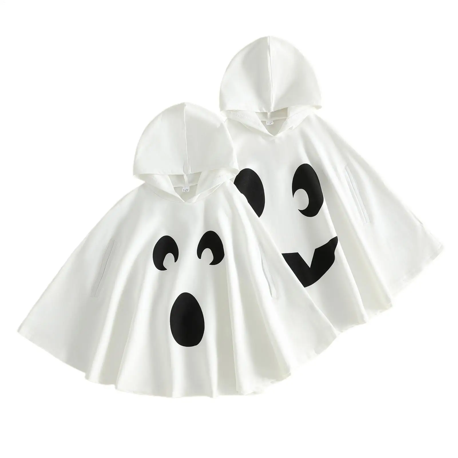 Halloween Ghost Cosplay Costume Baby Hooded Cape Poncho Cloak for Kids Party Dress Up Wear Spooky Cosplay Cloak Photo Props