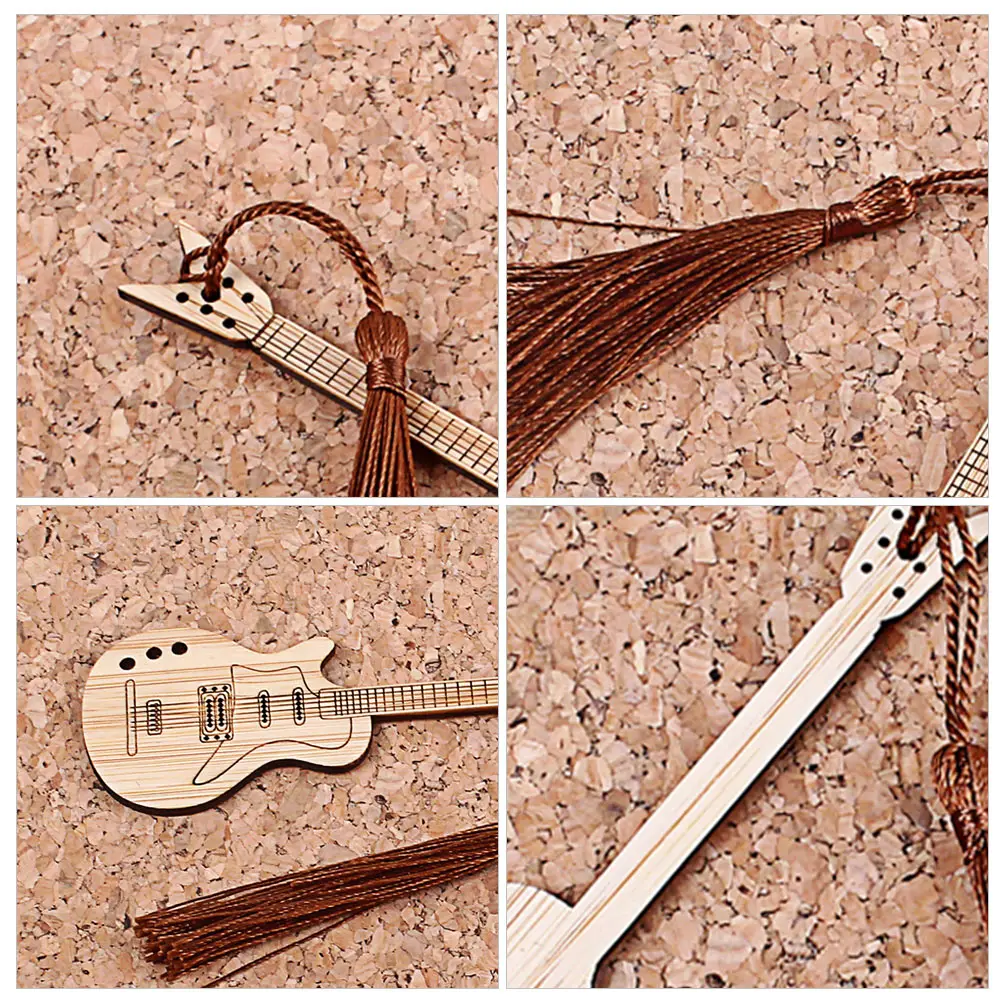 

Guitar Bookmark Chinese Elements Music Bookmarks Decoration Shaped Tassel for Man Musicinstrument