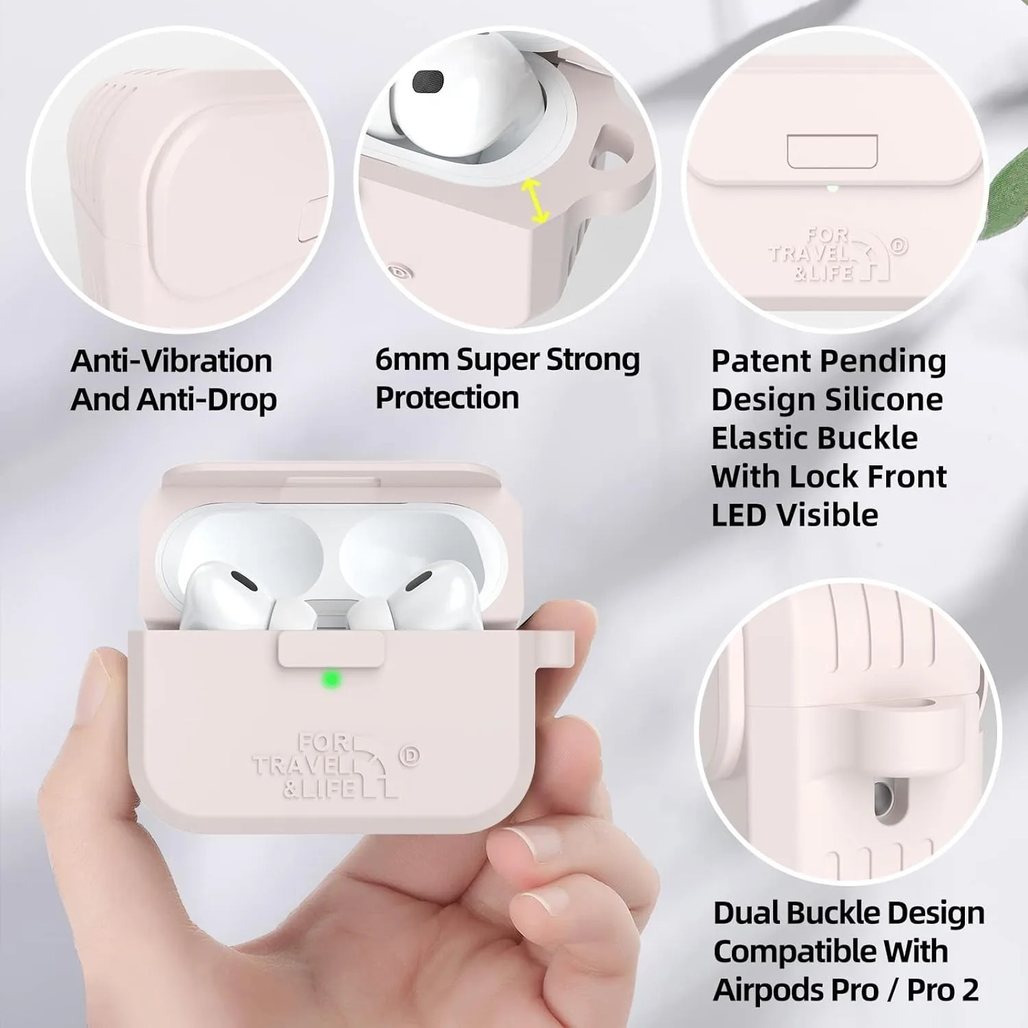 Compatible AirPods Pro 2nd & 1st Generation Case Cover, Secure Lock, Silicone Skin Accessories