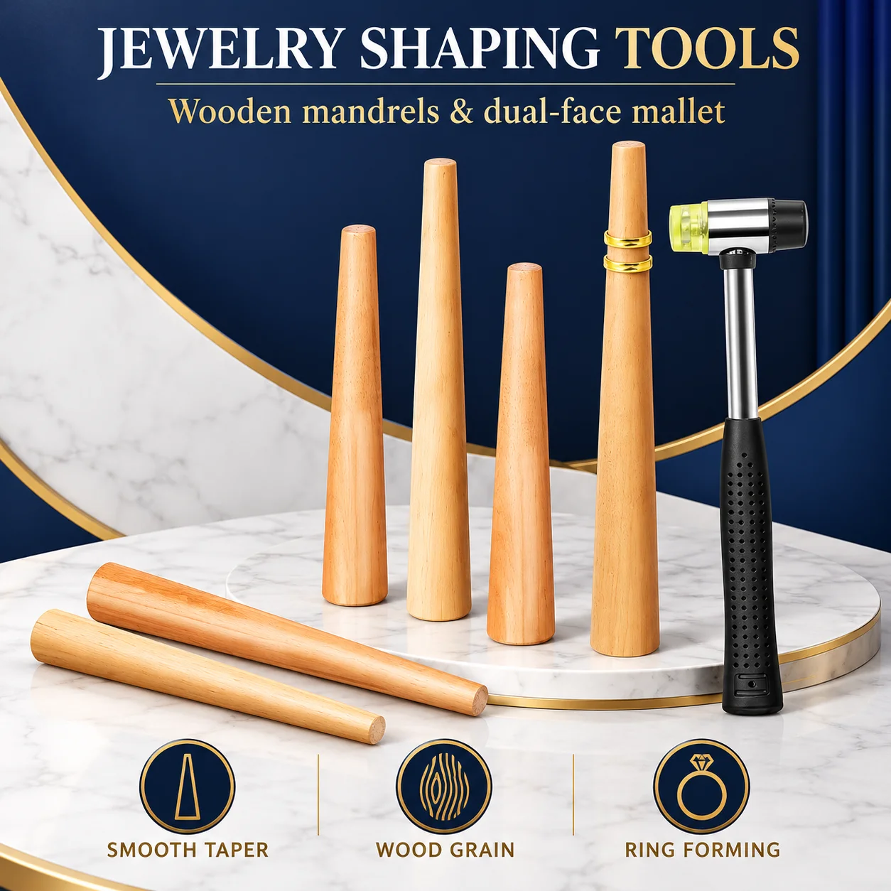 Wooden Ring Mandrel for Jewelry Making Resizing Shaping Repair - Professional Durable Sizing Tool for DIY Jewelry tool Supplies
