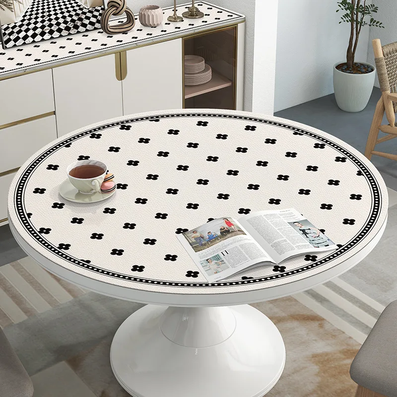 

leather Round tablecloth Waterproof oilproof heat-resistant table mat Odorless party wedding table deco cover pad