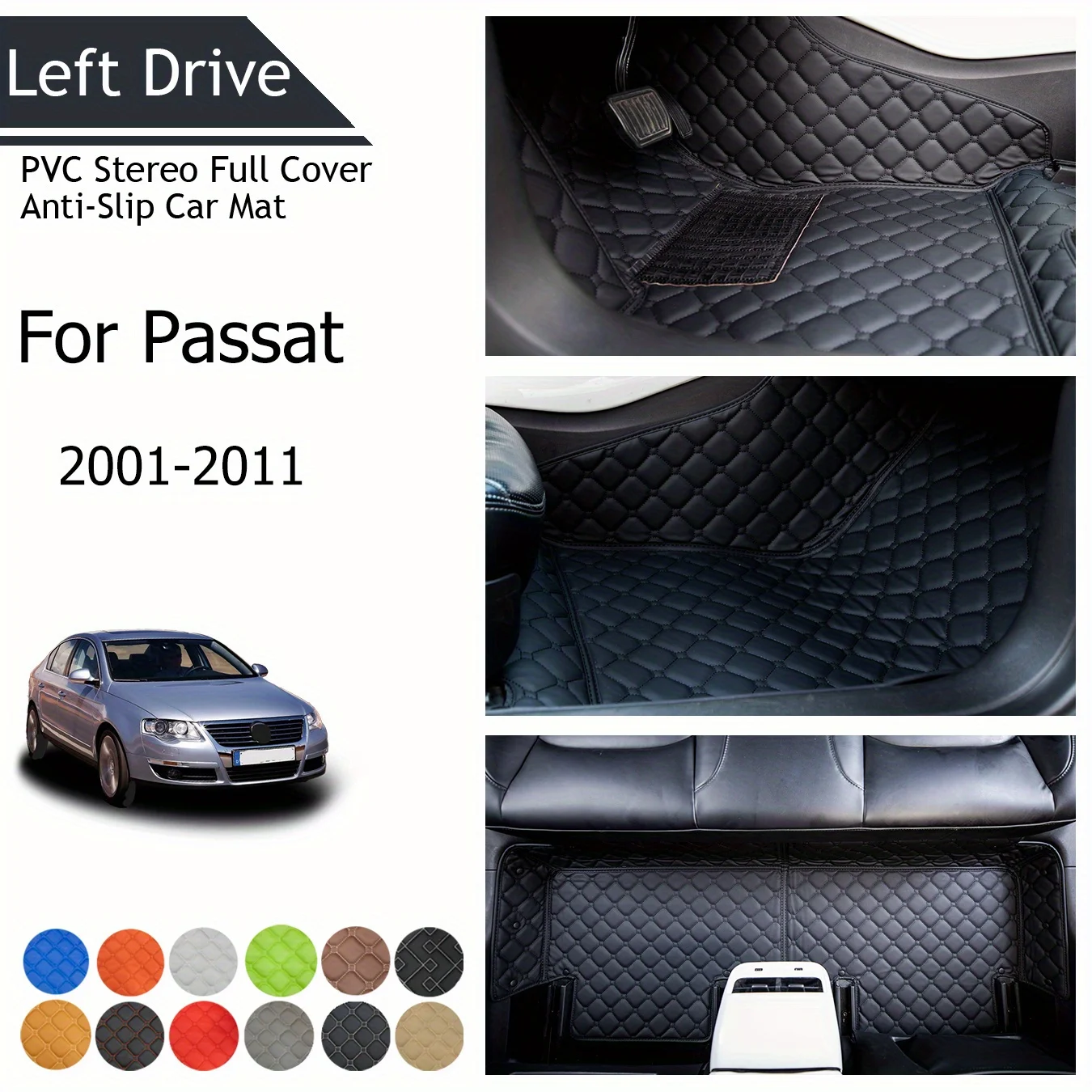 

【LHD】For Volkswagen For Passat 2001-2011 Three Layer PVC Stereo Full Cover Anti-Slip Car Mat Car Floor Mats Car Accessories