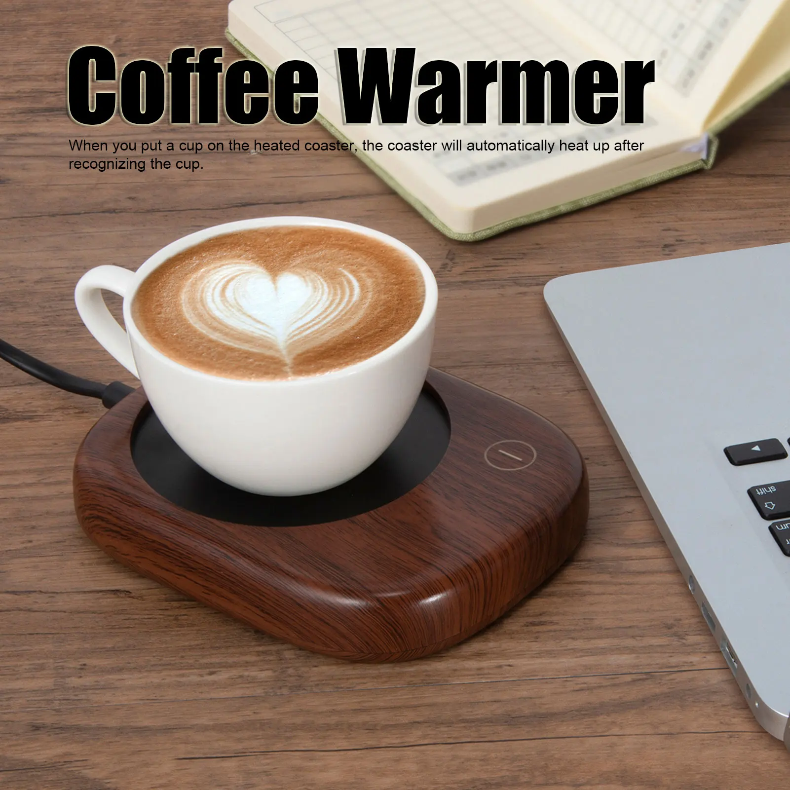 Chauffe-tasse électrique à chauffage rapide, automatique, garde au chaud, Grain de bois, chauffe-tasse pour boissons