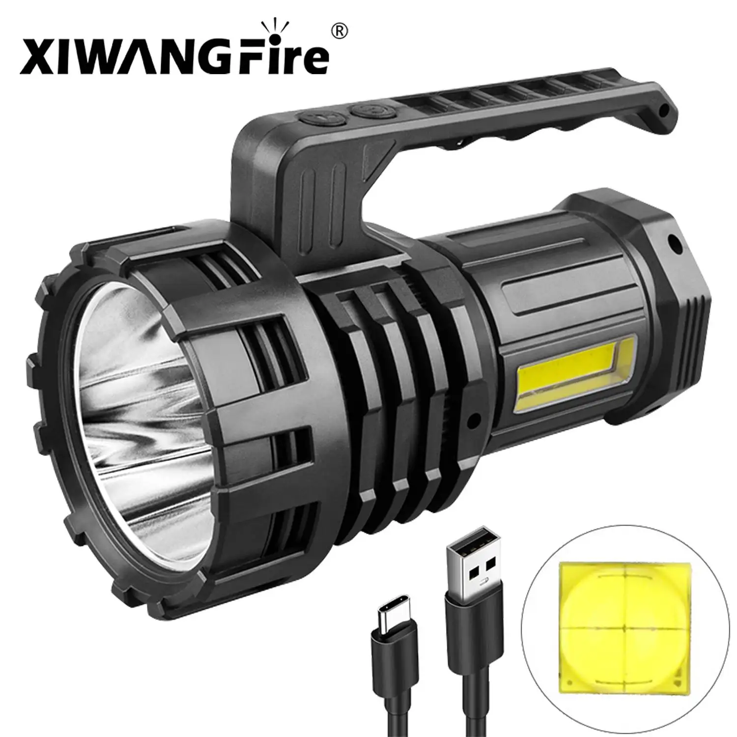 

Powerful LED Flashlights COB Side Light with 6 Lighting Modes USB Rechargeable Light Powerful with Built-in Battery Torch