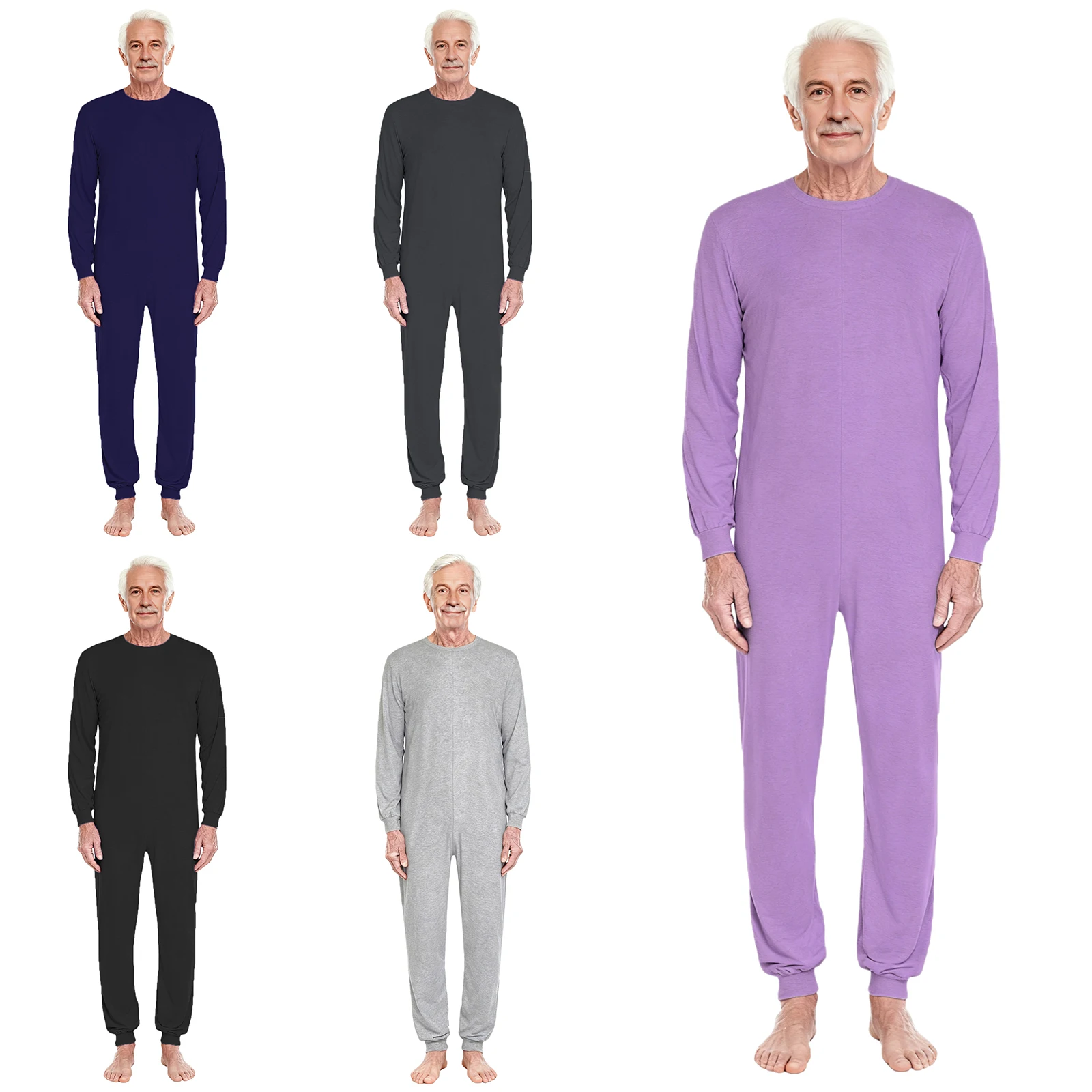 الرجال النساء المسنين المضادة للشريط التكيف بذلة طويلة الأكمام عودة زيبر قطعة واحدة الملابس الداخلية للاحتياجات الخاصة والإعاقة