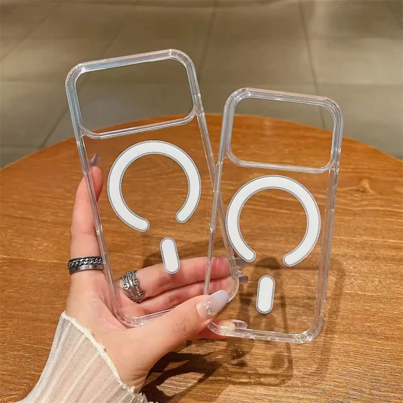 

Прозрачный магнитный чехол для iPhone 17 ProMax, совместимый с MagSafe, для iPhone 17, 16, 15, 14, 13, 12, 11, X, XR, XS Max, Pro, Plus, противоударный