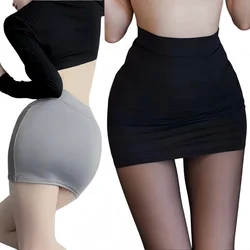 2026New High Waist thin Pencil silk Mini Skirts Night Club wear Wrap hips Sexy Casual Black White Short Skirt for Women summer