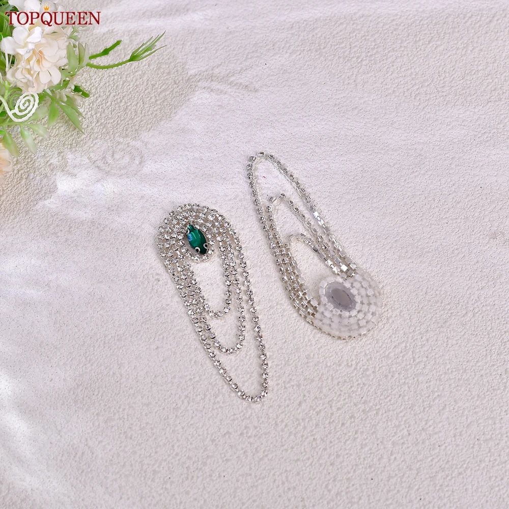 TOPQUEEN Rhinestone Applique Iron-On/Sew-On Rhinestone Patch for Bridal Gowns Men's Suits Decoration 3.9x1.26 inch SP40