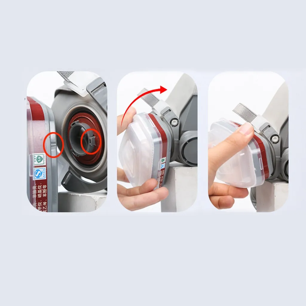 قناع غاز صناعي نصف كامل لتنفس الغبار للوجه لمرشحات رذاذ طلاء البخار العضوي للحماية الكيميائية مع نظارات واقية #5