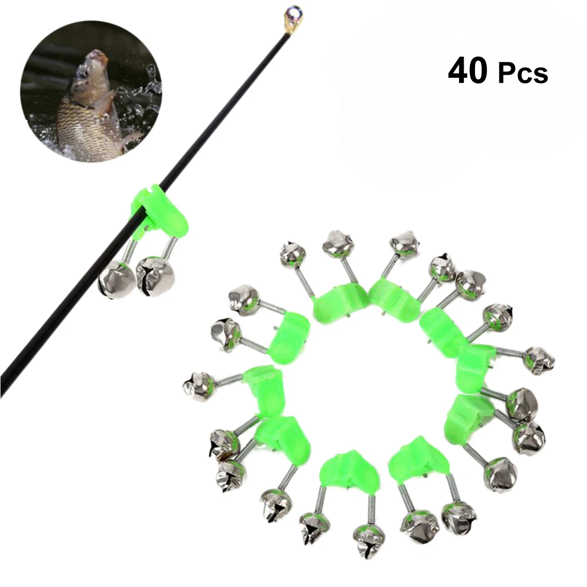 

40 Pcs Fishing Bell Rod Double Bells Alert for Bite Alarm Poles Alarmfishing Rods Accessories