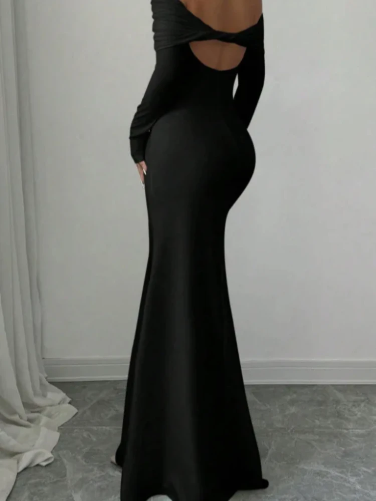 الأوروبية والأمريكية 2025 عبر الحدود الربيع/الصيف موضة فرنسية جديدة قطعة واحدة طوق سليم صالح عالية الخصر فستان مأدبة مثير