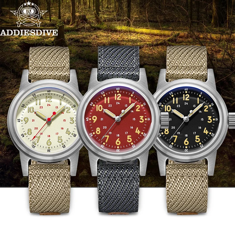 ADDIESDIVE New Watch For Men NH35 Automatic Retro C3 Luminous Luxury Mechaical Watches Fashion Nylon 200m Waterproof Mens Watch