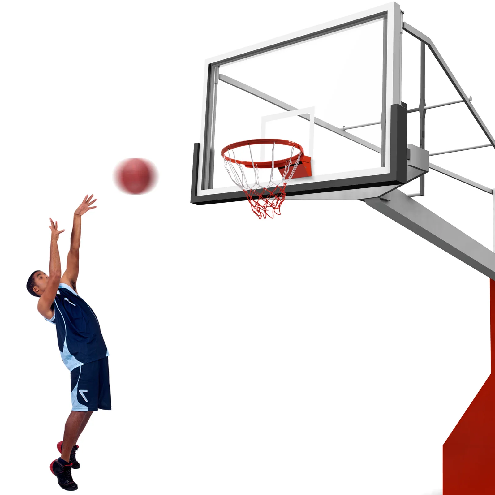 Basketball Rim, Heavy Duty Breakaway Wall Mounted Basketball Rim, 18 inch Three-Spring Flex Standard Rim with Nylon Net