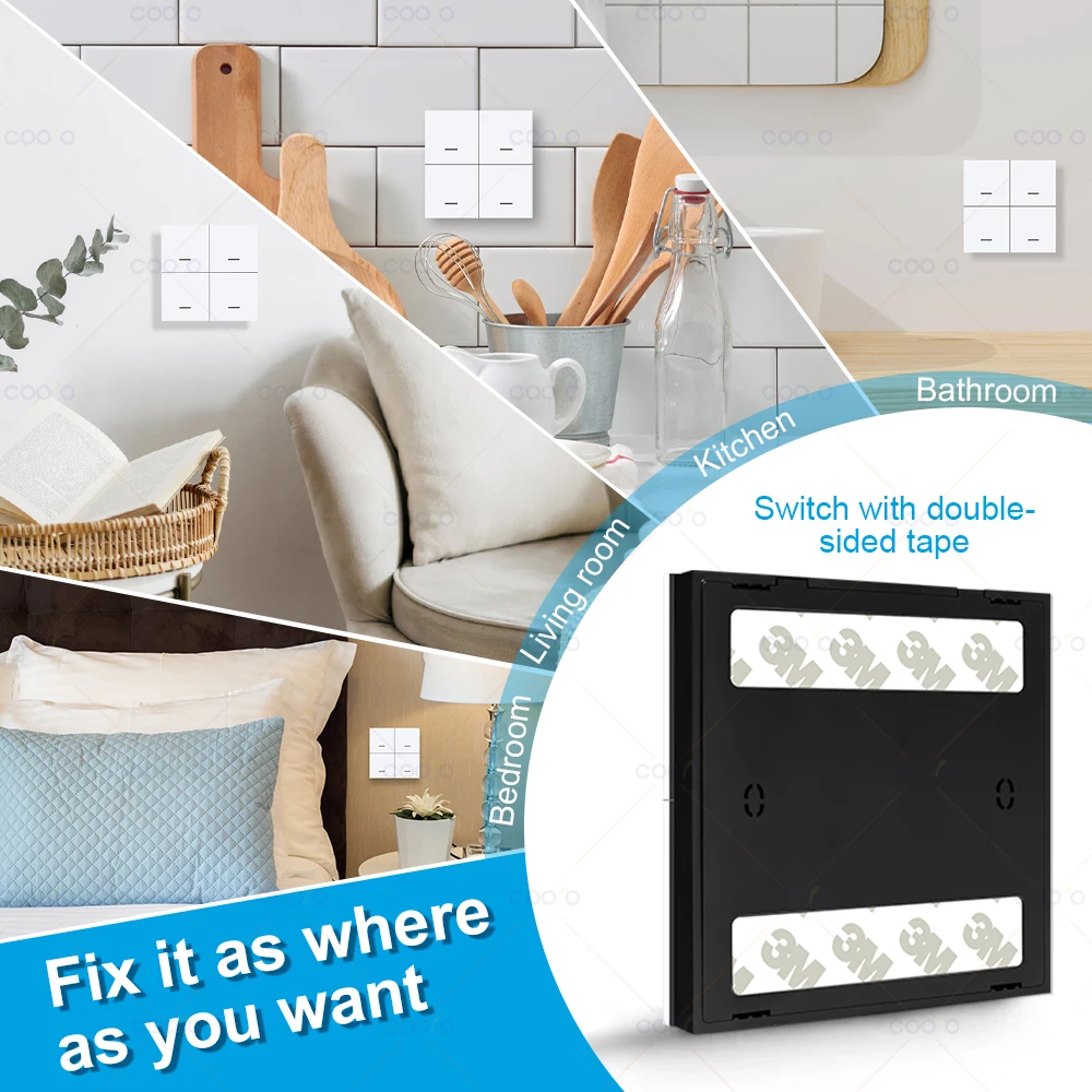 Tuya Zigbee Smart Scene Switch Button 4 Gang Wireless Wall Push Button Switch Controller Smart Home Automation Scenario Switch