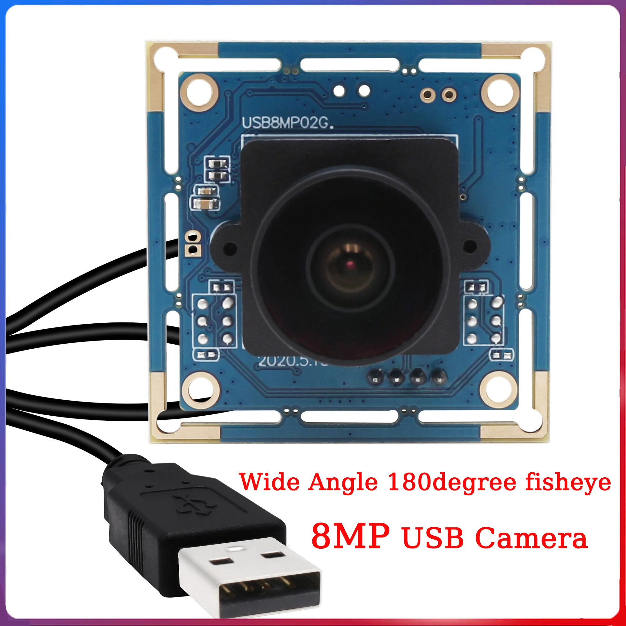 

ELP 8MP USB Camera Wide Angle USB Webcam 180 Degree Fisheye Lens IMX179 Industrial Camera Board 1080P IMX179 UVC Embedded Camera