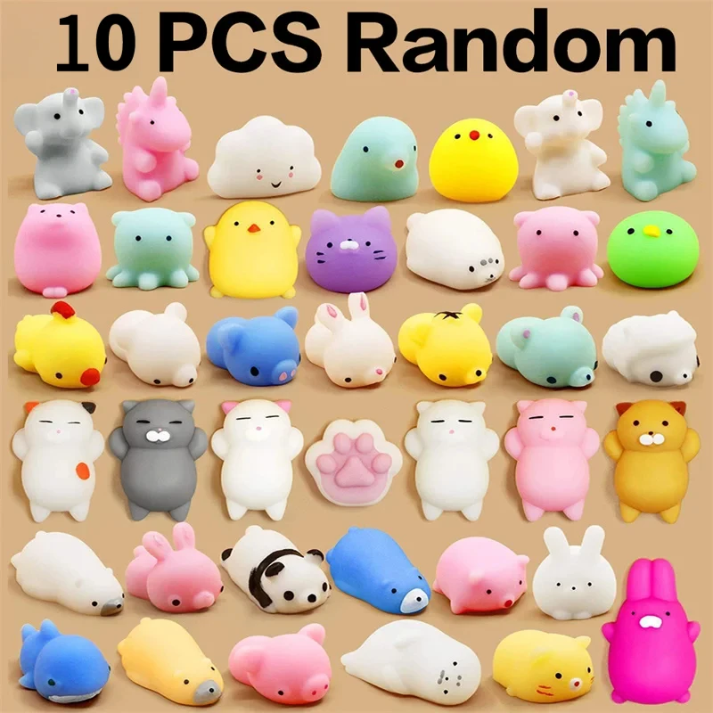 10 Uds. De juguetes blandos Mochi para mascotas, diseño de animales Kawaii, Ideal para masticar perros/gatos, alivio del estrés, recuerdos perfectos para fiesta de mascotas, regalo de cumpleaños