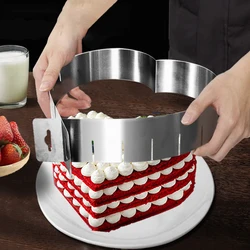 6-12 Inch Lover Heart Cake Mold Mousse Ring Adjustable 3D Collar Surround Film Stainless Steel Baking Tool Valentines Day Gift