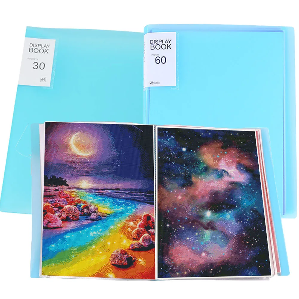 A3/A4 30Pages Diamond Painting Storage Book DIY Portfolio Presentation Storage Book 5D Diamond Embroidered Collection Book