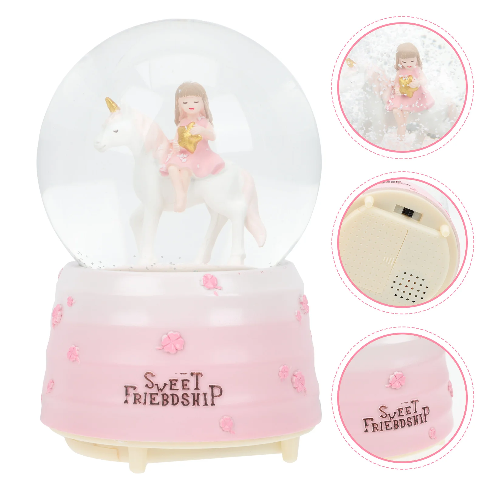 

Unicorn Music Box Crystal Decor Decorate Pink Glass Decorative Globes for Home Child