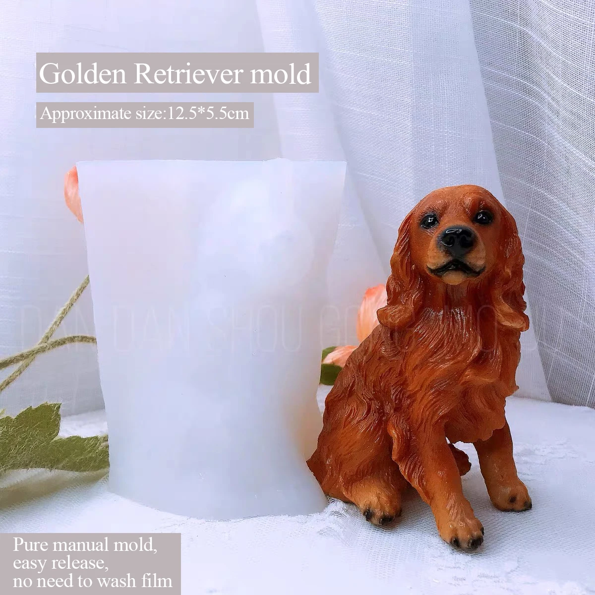 3D Three-Dimensional Mold, Cute Golden Retriever, Manual Silicone Abrasive, Scented Plaster, DIY, Special