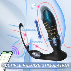 APP vibratore telescopico remoto maschio stimolatore della prostata senza fili Dildo massaggiatore vaginale femminile Plug anale Cock Ring masturbatore del sesso