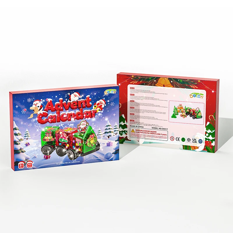 عيد الميلاد تقويم القدوم البلاط المغناطيسي 45 قطعة عيد الميلاد موضوع البلاط المغناطيسي بناء لعب للأطفال الجذعية تعلم هدايا عيد الميلاد