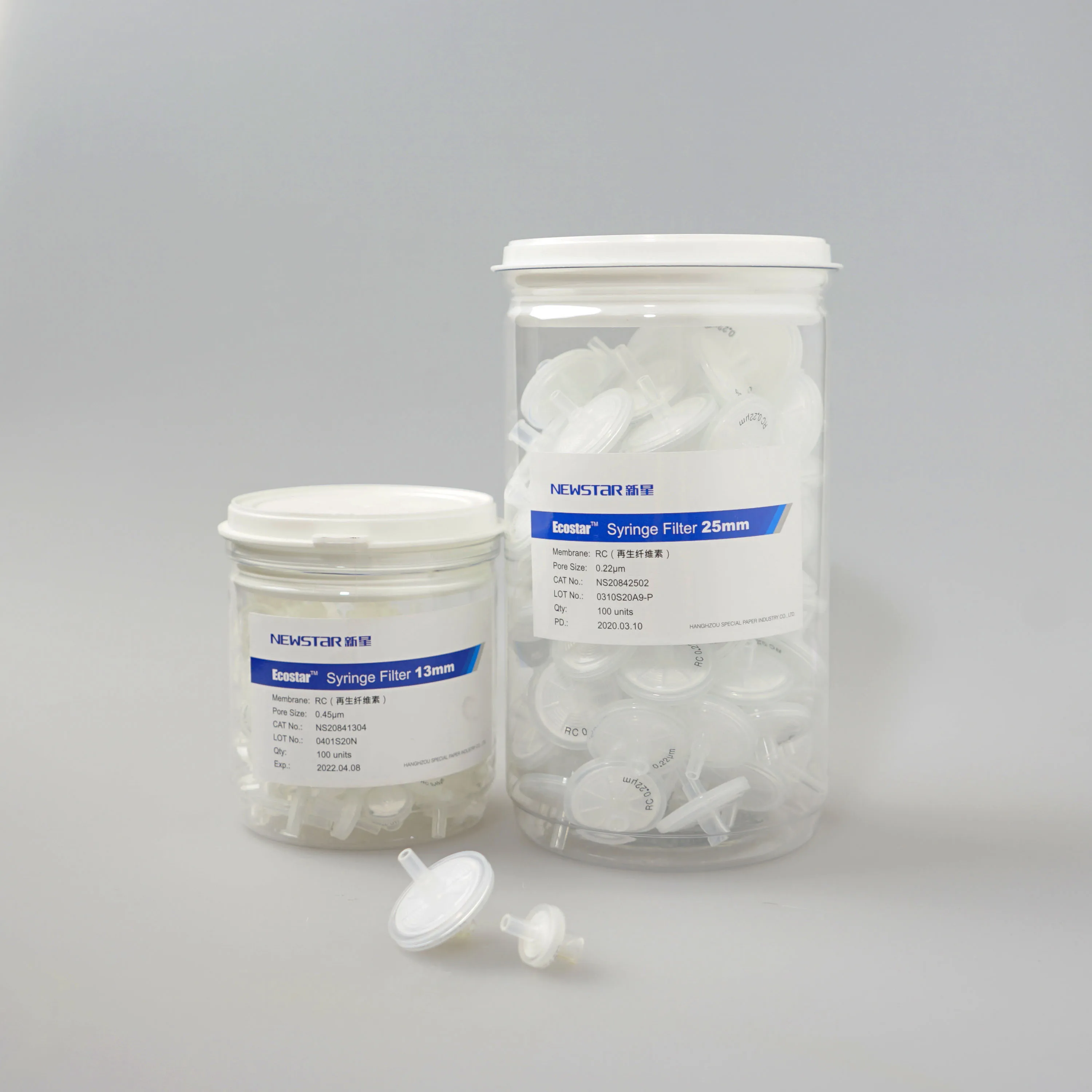newstar-rc-celulosa-regenerada-filtros-de-jeringa-022um-045um-filtracion-de-laboratorio-de-soluciones-organicas-y-acuosas-en-hplc