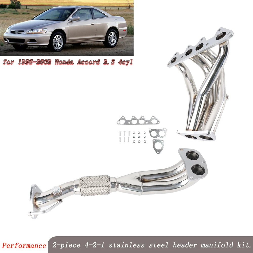 Stainless Steel Exhaust Header 4-2-1  for Accord 2.3L I4 1998-2002 2.3L F23 4CYL CG1 CG2